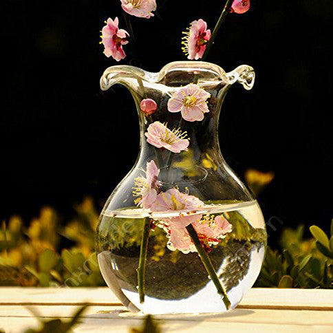 Hand-blown Clear Glass Scalloped Lipped Flower Vase for Home or